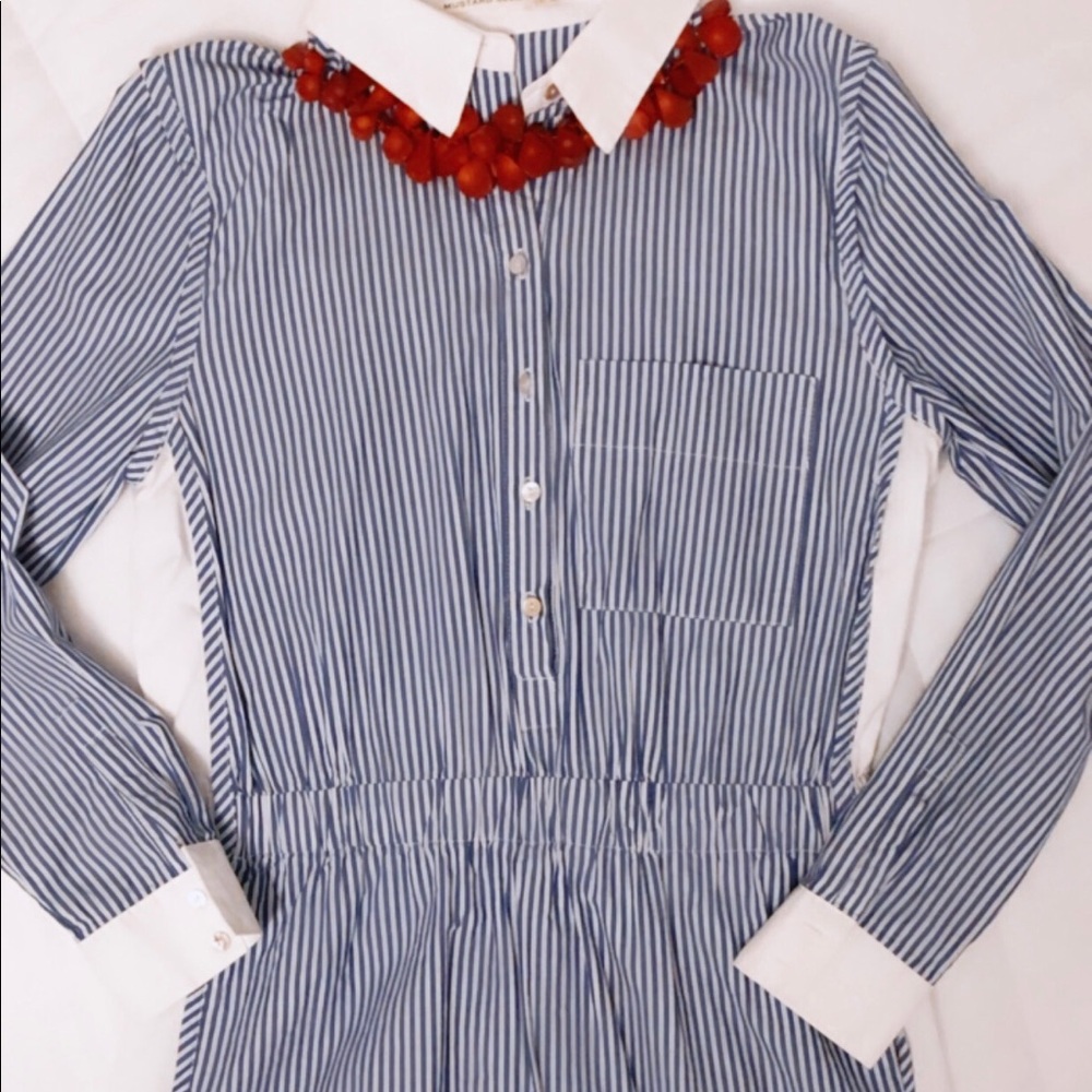 Blue and White Pinstripe Skort Dress - Picture 3 of 3